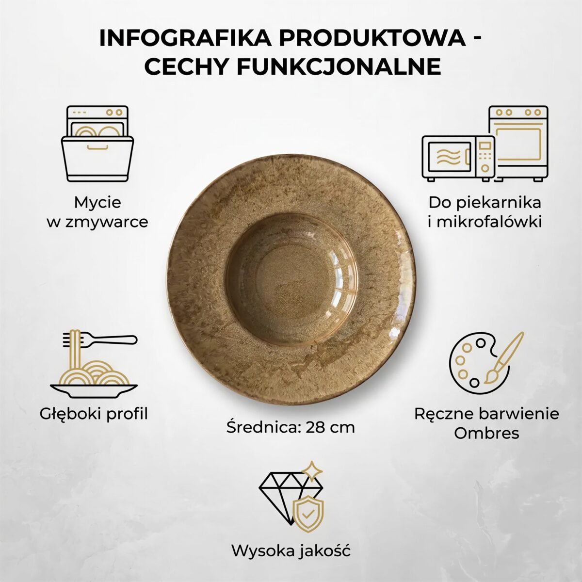 TALERZ GŁĘBOKI DO ZUPY 0.5L MAKARONU DESERÓW PRZYSTAWEK STARTERÓW Ø28 cm, zdjęcie 11
