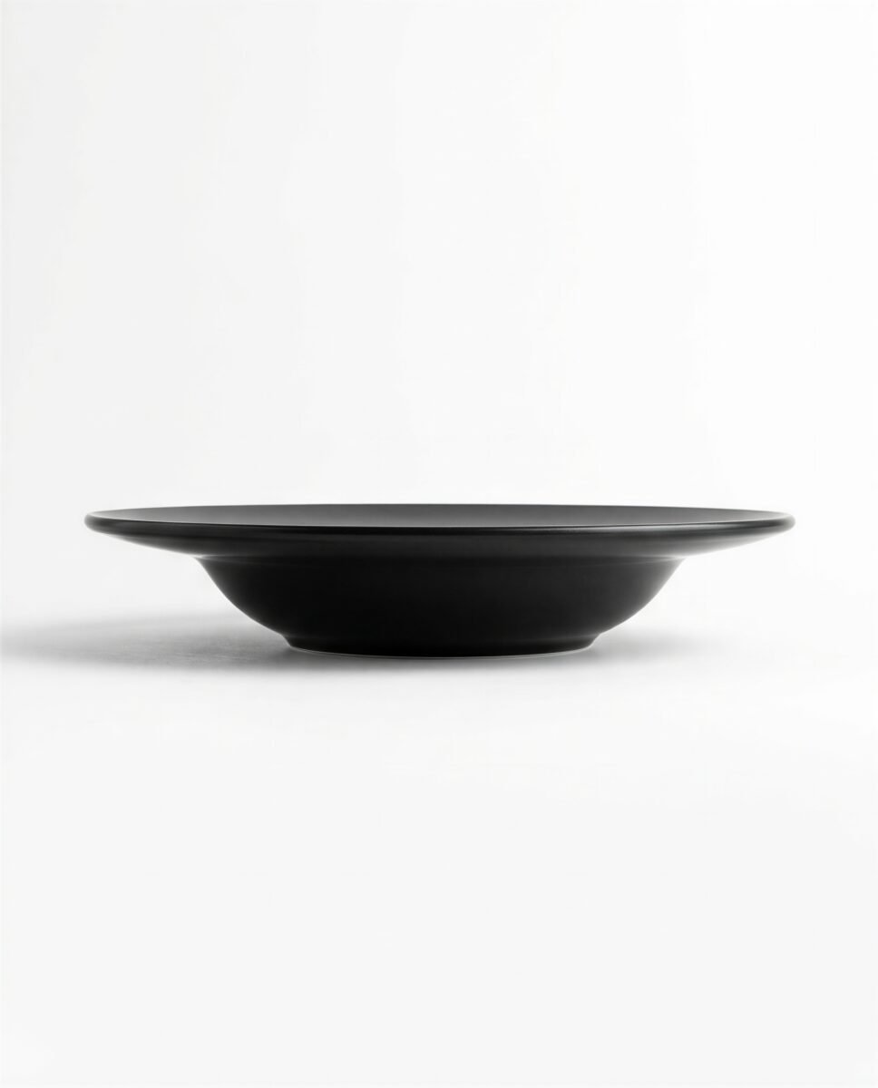 TALERZ GŁĘBOKI OBIADOWY DO MAKARONU ZUPY CERAMICZNY CZARNY 24 CM DUŻY
