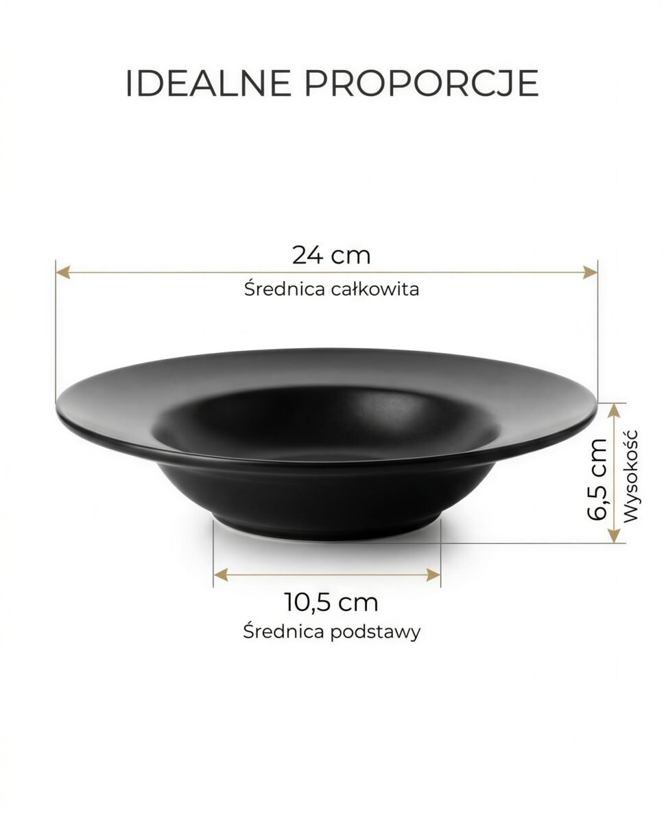 TALERZ GŁĘBOKI OBIADOWY DO MAKARONU ZUPY CERAMICZNY CZARNY 24 CM DUŻY, zdjęcie 9