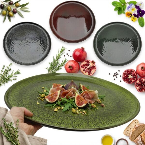 TALERZ OBIADOWY DO PIZZY CIAST DUŻY TALERZ PÓŁMISEK CERAMICZNY TALERZ 32 cm