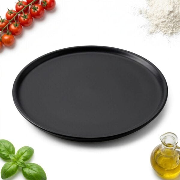 TALERZ OBIADOWY PŁYTKI DO PIZZY CZARNY CERAMICZNY DUŻY 28,5 CM DO SEROWANIA