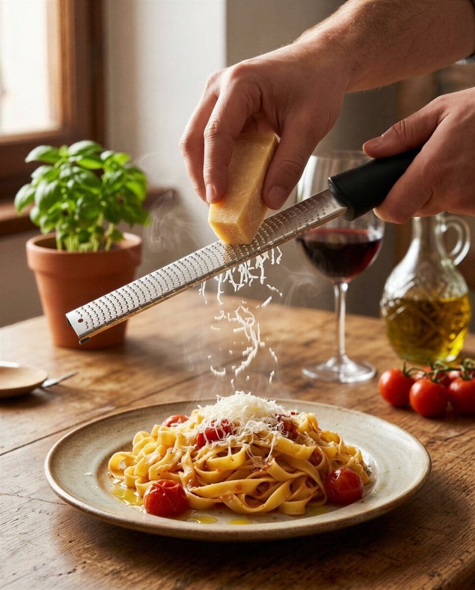 TARKA KUCHENNA DO SERA PARMEZAN CZOSNKU RĘCZNA STALOWA 32,5 CM, zdjęcie 1