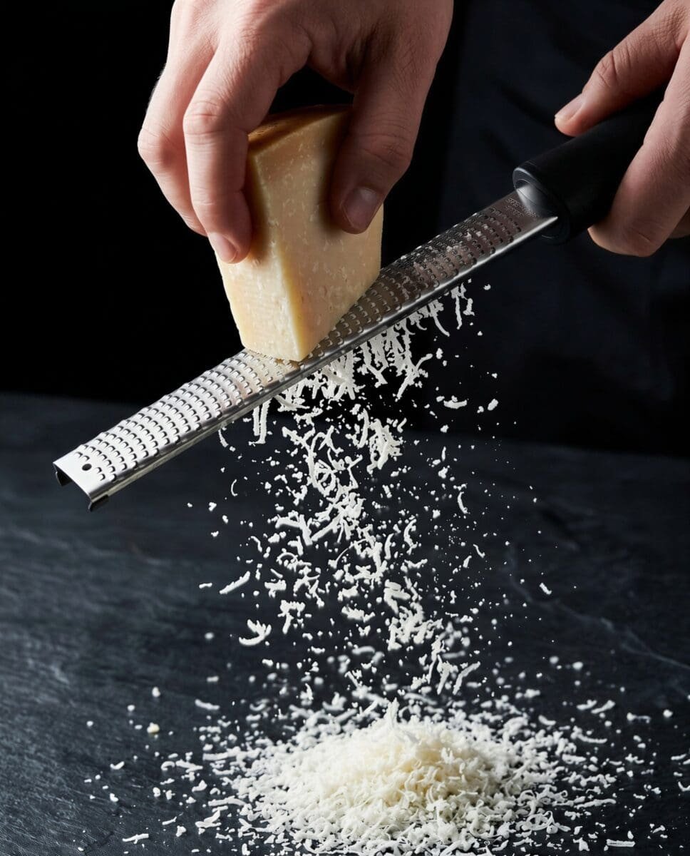 TARKA KUCHENNA DO SERA PARMEZAN CZOSNKU RĘCZNA STALOWA 32,5 CM, zdjęcie 2