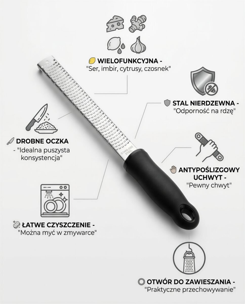 TARKA KUCHENNA DO SERA PARMEZAN CZOSNKU RĘCZNA STALOWA 32,5 CM, zdjęcie 8