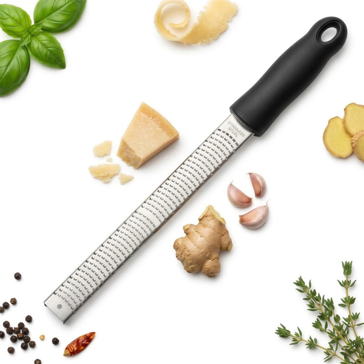 TARKA KUCHENNA DO SERA PARMEZAN CZOSNKU RĘCZNA STALOWA 32,5 CM