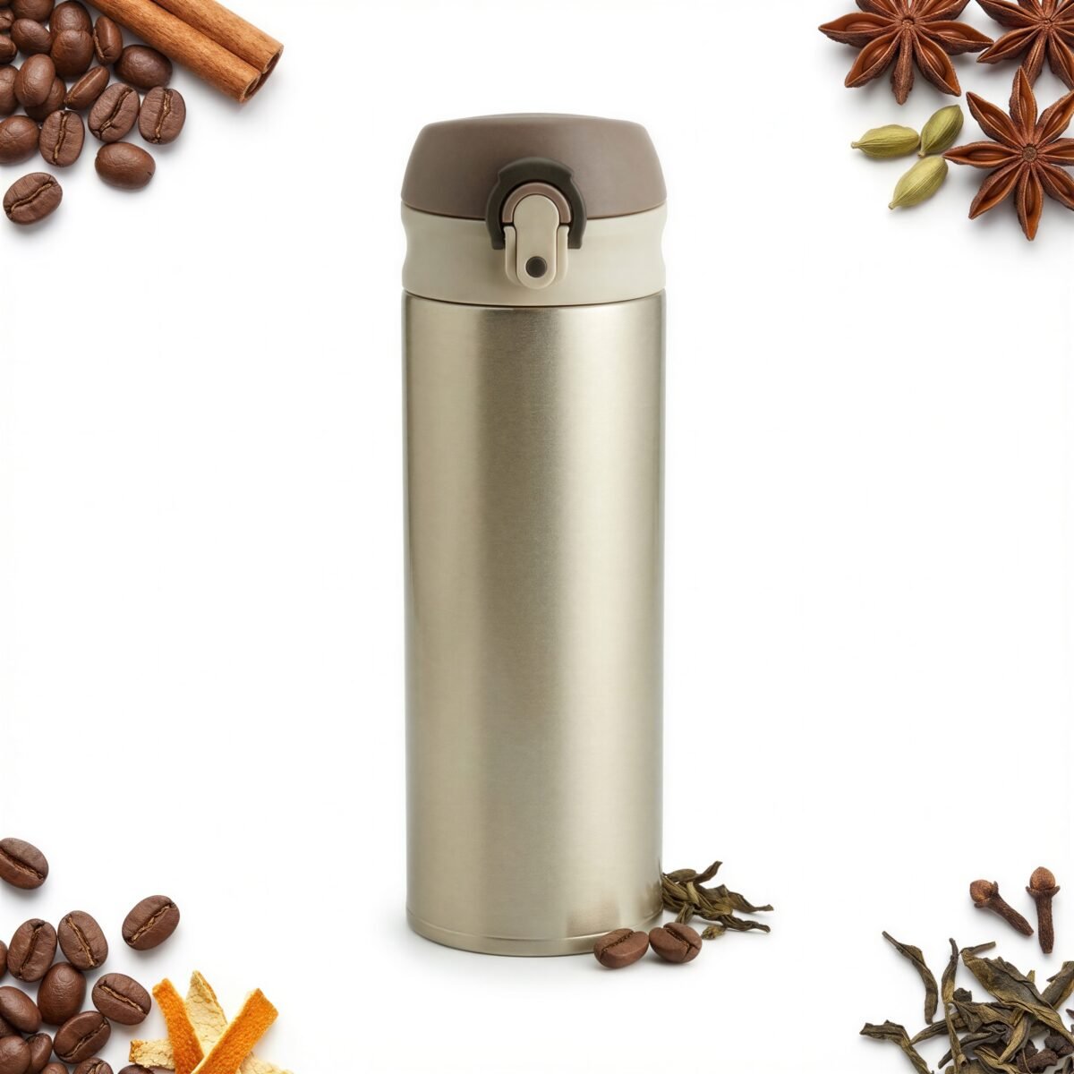 TERMOS KUBEK TERMICZNY PODRÓŻNY STALOWY 450 ml DO KAWY HERBATY WODY