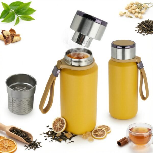 TERMOS KUBEK TERMICZNY PODRÓŻNY STALOWY 650 ml DO KAWY HERBATY WODY +SITKO