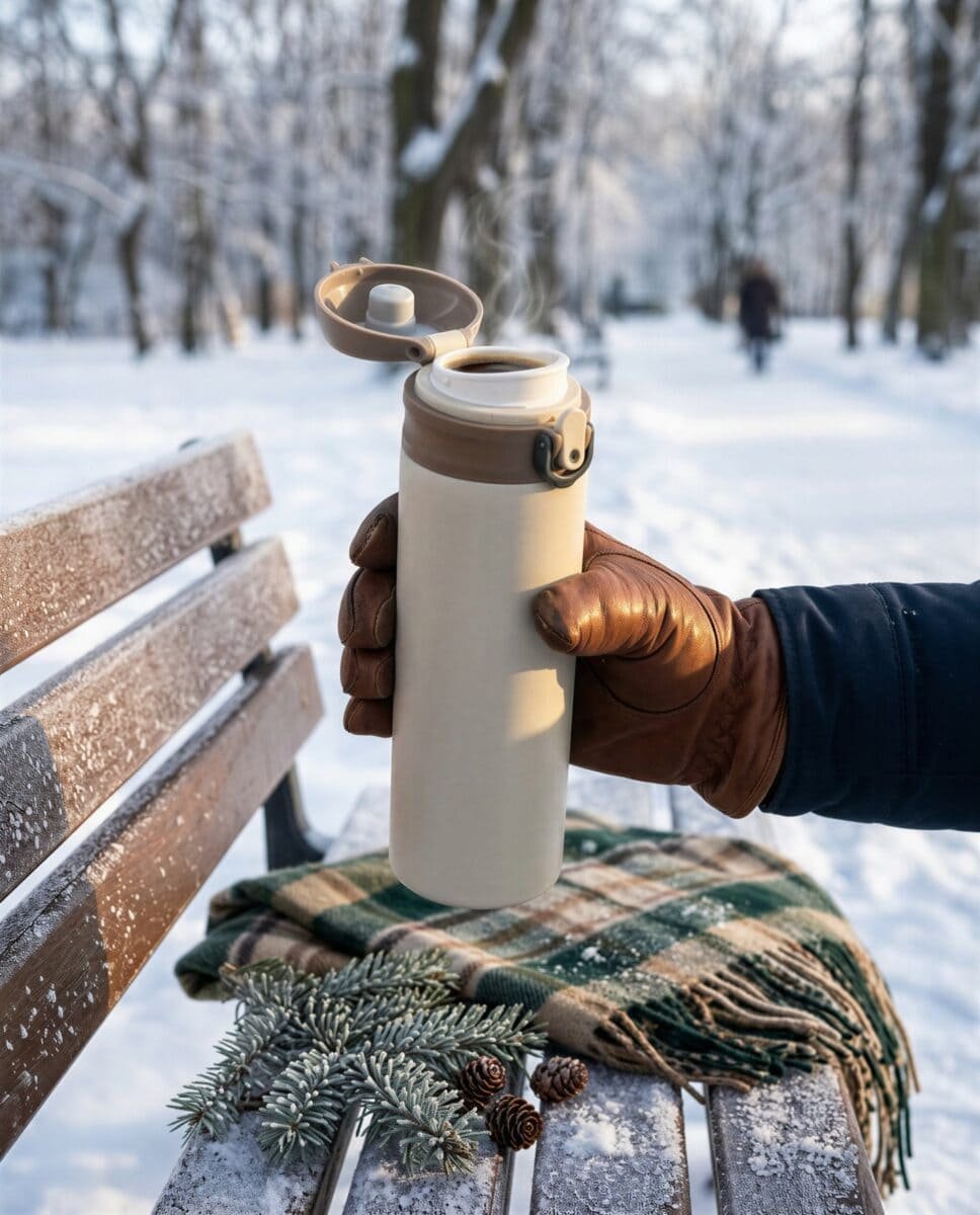 TERMOS KUBEK TERMICZNY TURYSTYCZNY 450 ML DO KAWY HEBARTY WODY Z LODEM, zdjęcie 6