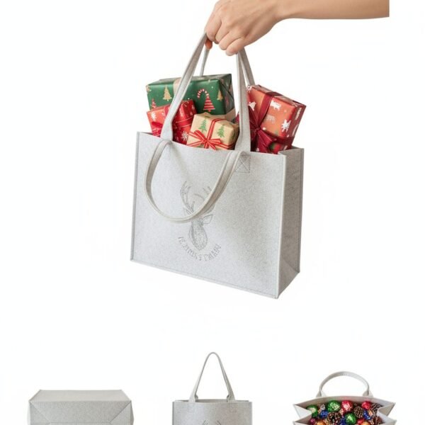 TORBA FILCOWA 40X30X15 CM BEŻOWA NA PREZENT DO ZAKUPÓW GIFT BAG