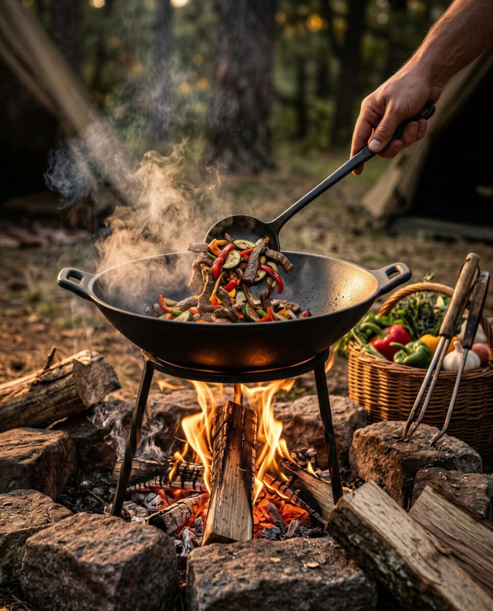 WOK ŻELIWNY PATELNIA CZARNA DO SMAŻENIA I DUSZENIA Ø36 CM SOLIDNY ODLEW, zdjęcie 3