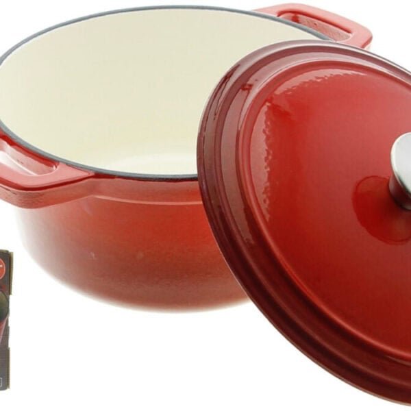 ŻELIWNY GARNEK Z POKRYWKĄ SOLIDNY CZERWONY 3.5L